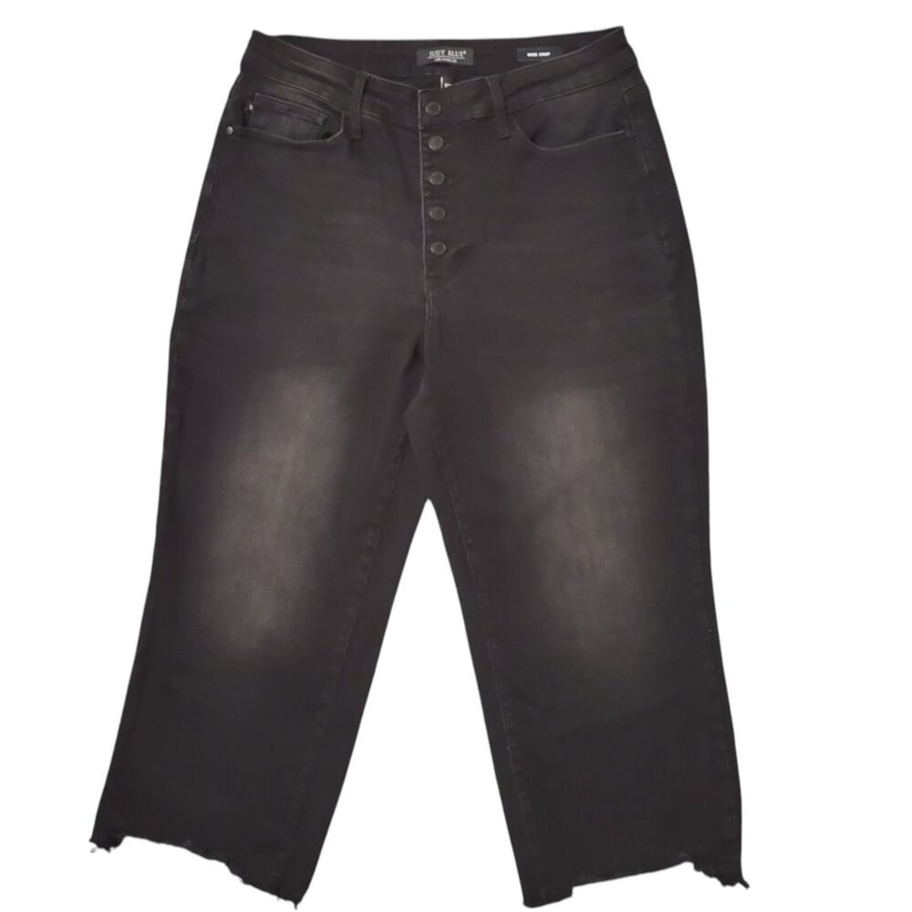 Judy Blue Wide Crop 16W JB88829 BK (Meas 32x24 12" High Rise) Black Jeans A10